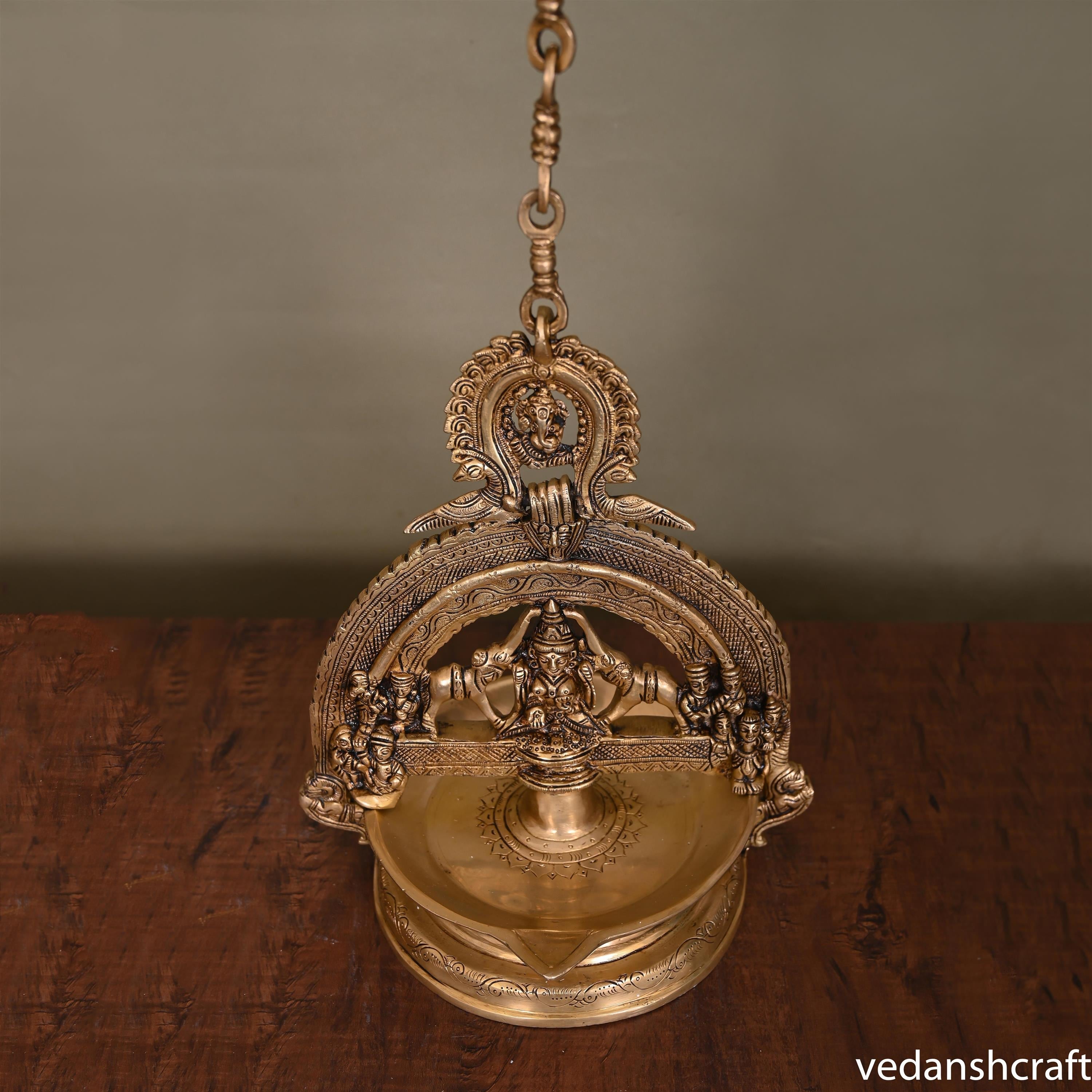 Brass Superfine Goddess Gaja Lakshmi Wall Hanging Diya (37.5 Inch)
