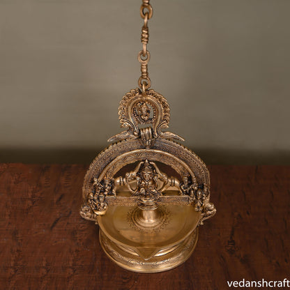 Brass Superfine Goddess Gaja Lakshmi Wall Hanging Diya (37.5 Inch)