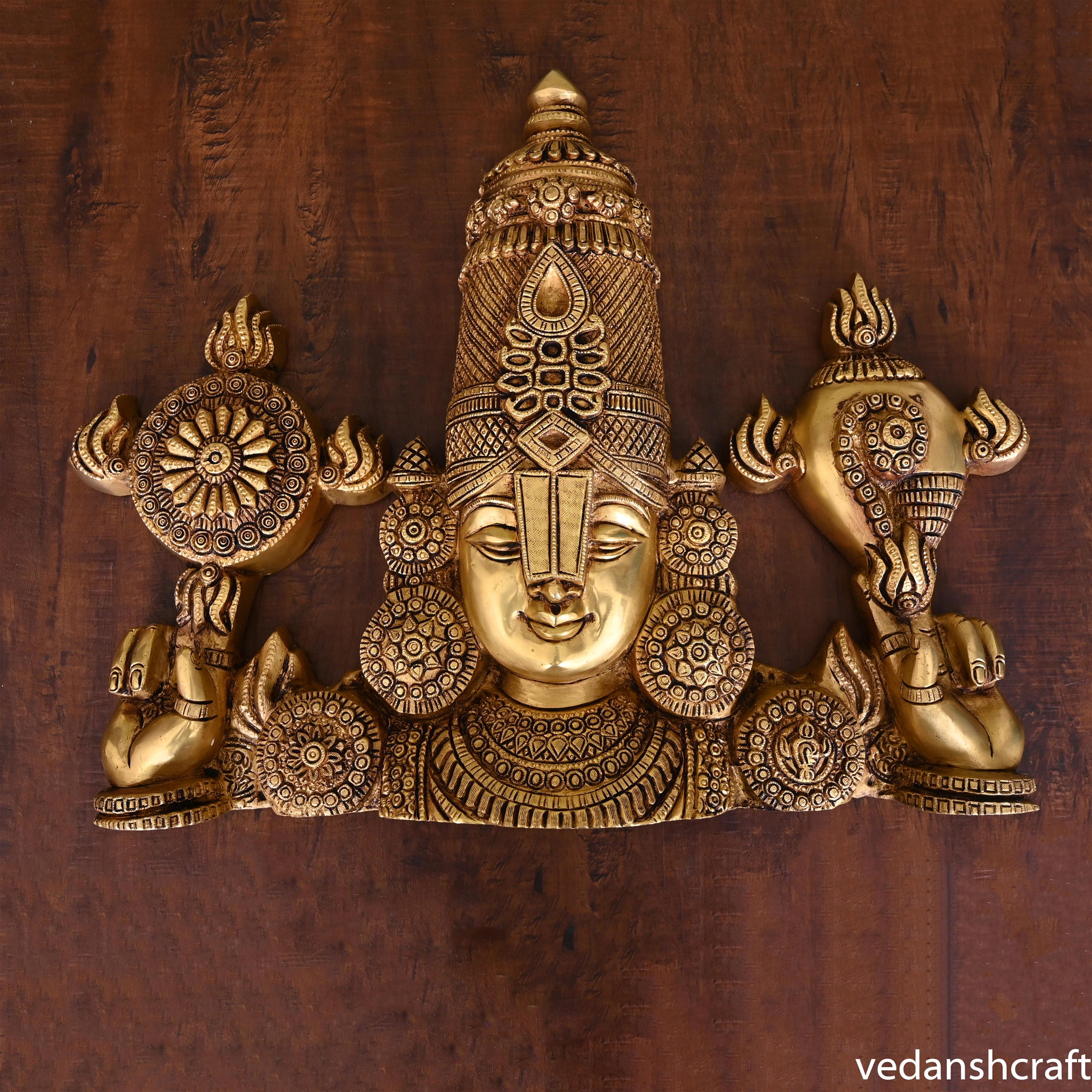 Brass Tirupati Balaji/Venkateshwar Face Wall Hanging