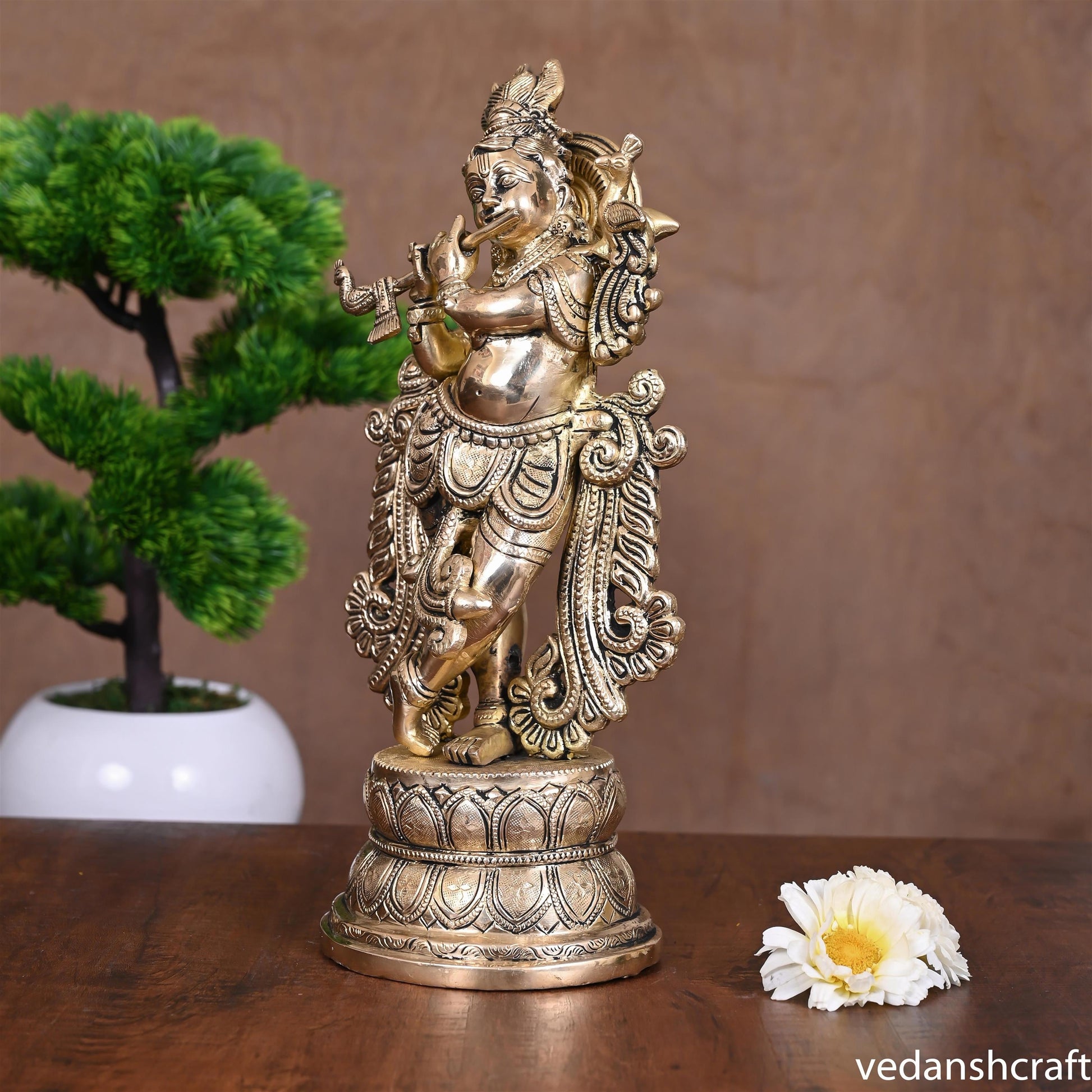 Brass Lord Krishna Statue (12 Inch)