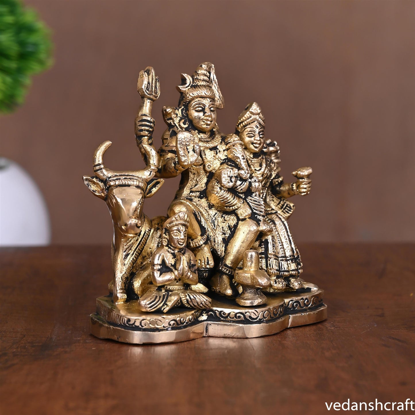 BRASS SHIVA FAMILY STATUE (4.5 Inch)