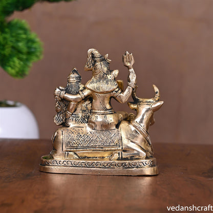 BRASS SHIVA FAMILY STATUE (4.5 Inch)