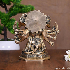 Brass Sitting Panchmukhi Hanuman Idol (7")