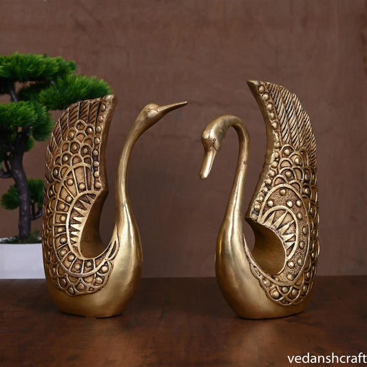 BRASS DECORATIVE SWAN SET (9")