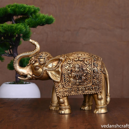 Brass Elephant Royal Statue (7 Inch)