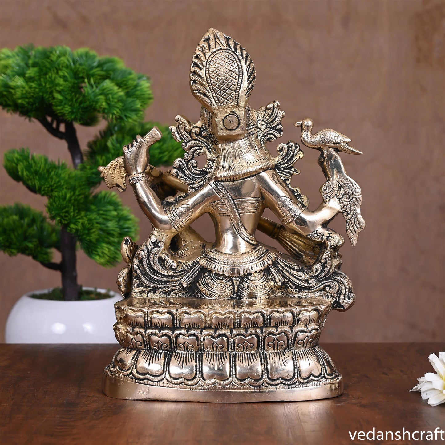 BRASS GODDESS SARASWATI IDOL (11")