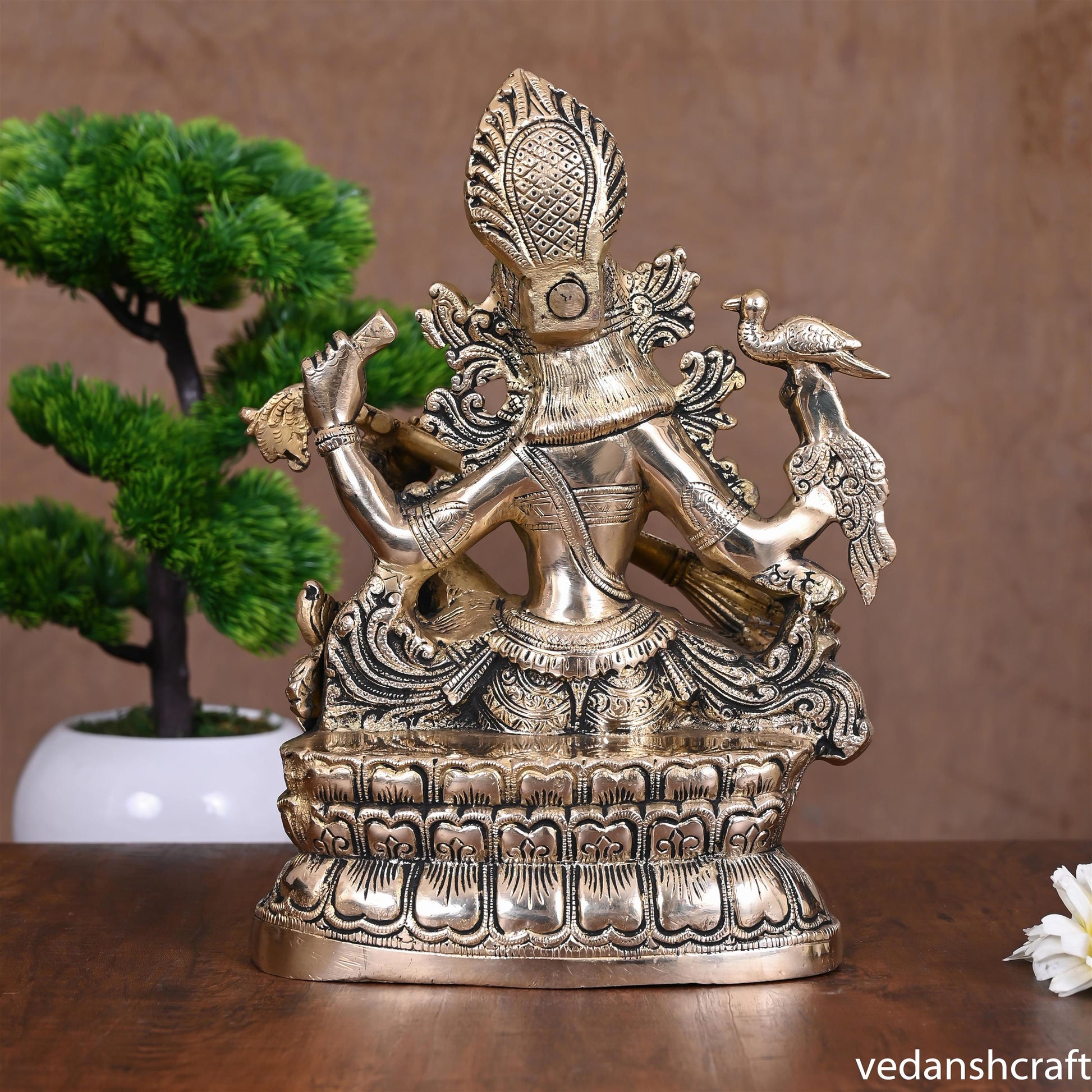 BRASS GODDESS SARASWATI IDOL (11")