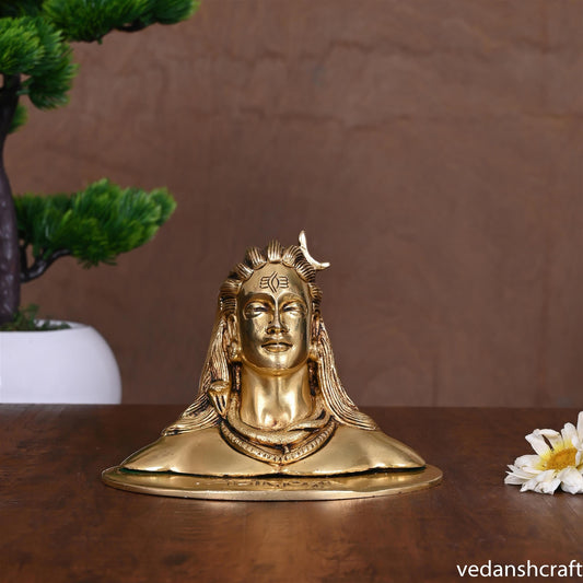 Brass Adiyogi Shiva Bust (4.5 Inch)