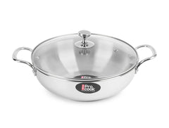 Kadhai with Glass Lid Stainless Steel Sandwich Bottom (Milton Procook)