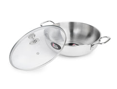 Kadhai with Glass Lid Stainless Steel Sandwich Bottom (Milton Procook)