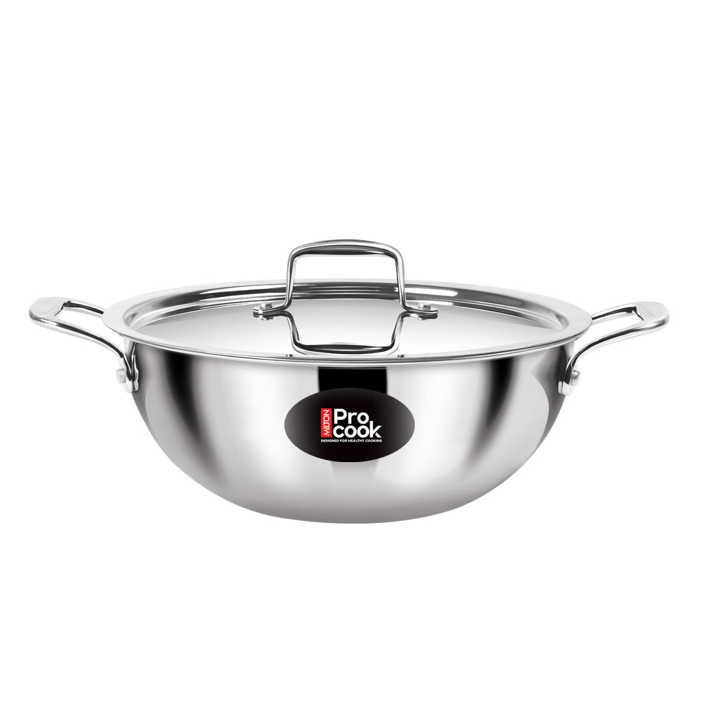 Triply Stainless Steel Kadhai with Lid (Milton Procook)