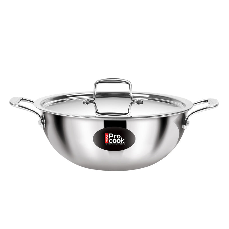 Triply Stainless Steel Kadhai with Lid (Milton Procook)