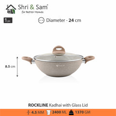 Aluminium Non-Stick Kadhai with Glass Lid Rockline