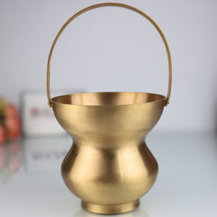 Brass Kamandal for Pooja, Pital Kamandalu, Kansa Kamandal, Tamrapatra Water Pot for Sadhu, Rishi, Yogi, Muni & Meditation Rituals, Gold, 10.5 Inch, 1 Piece