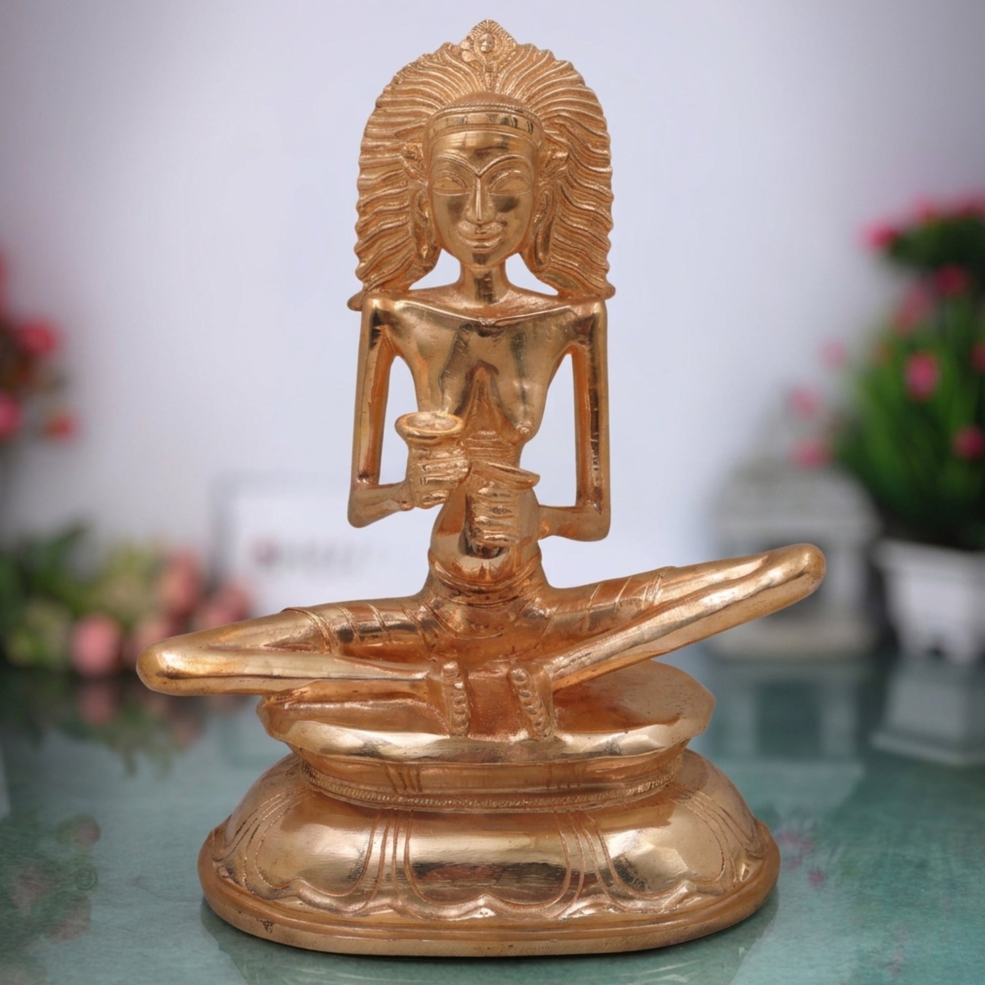 Bronze Karaikkal Ammaiyar Idol Karaikal Amman Ammai Shaivite, Gold, 10 Inch, 1 Piece