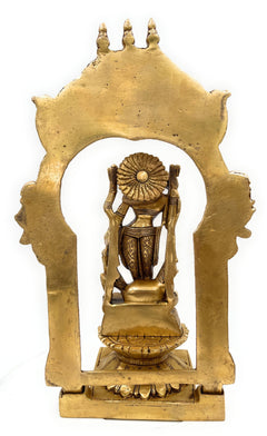 Handcrafted Brass Durga Devi Idol on Lotus Chowki with Temple Prabhavali – Mahishasuramardini | Adi Shakti | Pital Durgadevi Murti for Home Temple & Navratri Puja,Gold, 10.5 Inch, 1 Piece