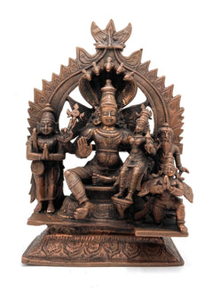 Handcrafted Copper Vishnu Idol, Lord Narayana Lakshmi Vishnu Murti for Home Temple, Pooja & Spiritual Decor,Brown, 6.5 Inch, 1 Piece
