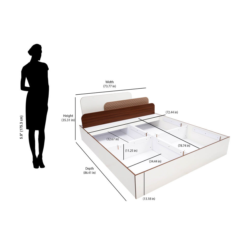 Nilkamal Bruce King Bed with Box Storage (Walnut & Cappuccino)