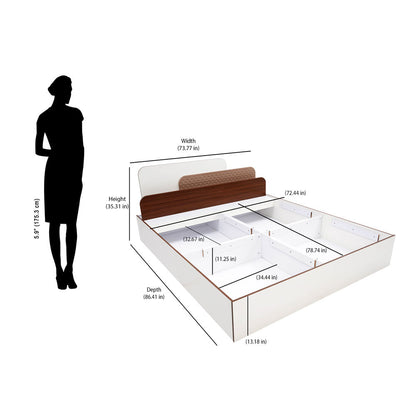 Nilkamal Bruce King Bed with Box Storage (Walnut & Cappuccino)