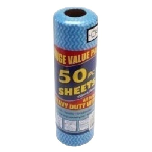 HOKIPO Reusable Absorbent Microfiber Cleaning Wipes Roll (250x300 mm, Blue) - 50 Pieces