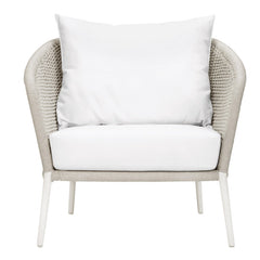 Aid Outdoor Patio Seating Set Single Chair and 1 Side Table Set (Grey) Braided & Rope