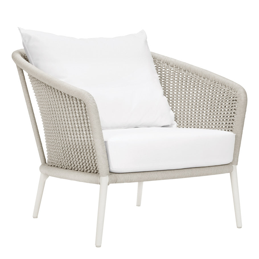 Aid Outdoor Patio Seating Set Single Chair and 1 Side Table Set (Grey) Braided & Rope