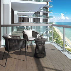 Pico Outdoor Patio Seating Set 2 Chairs and 1 Table Set (Black) Braided & Rope