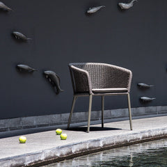 Pico Outdoor Patio Seating Set 2 Chairs and 1 Table Set (Black) Braided & Rope