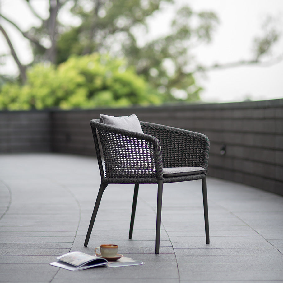 Pico Outdoor Patio Seating Set 2 Chairs and 1 Table Set (Black) Braided & Rope