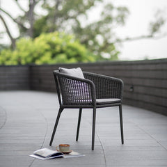 Pico Outdoor Patio Seating Set 2 Chairs and 1 Table Set (Black) Braided & Rope