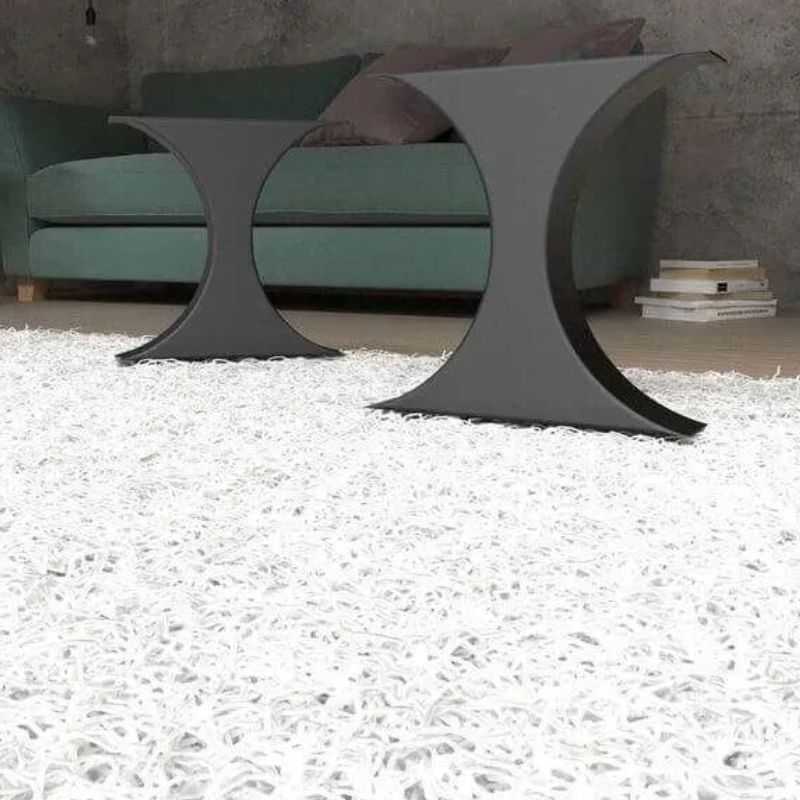 Trapezoidal Metal Table Legs - Matte Black Steel