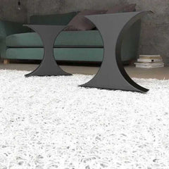 Trapezoidal Metal Table Legs - Matte Black Steel