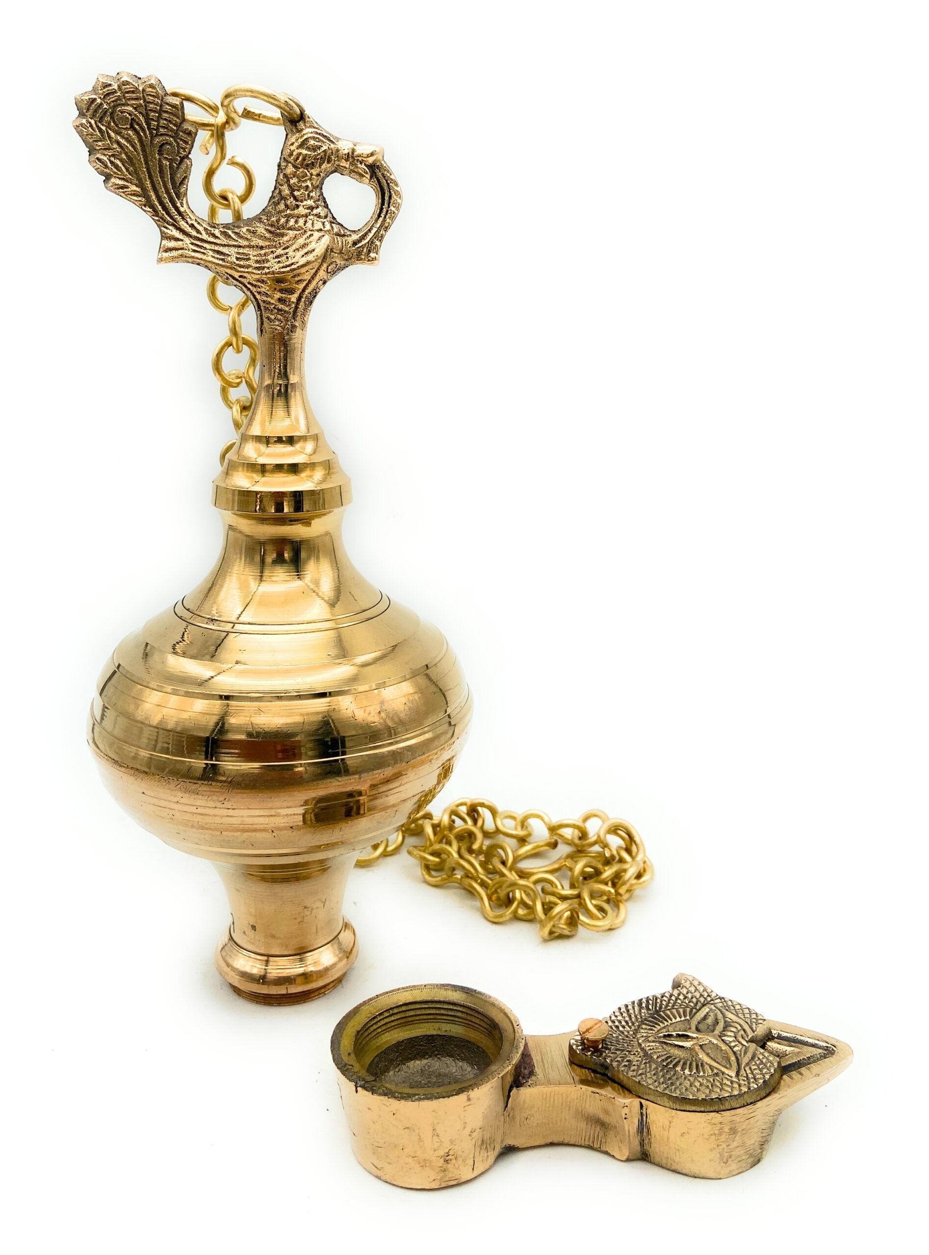 Bhunes Brass Oil Lamp, Brass Lamp, Hanging Lamp, Brass Hanging Lampdiya, Lamps, Deep, Deepam, Lamps, Hanging Lamp, Brass Hanging Lamps, Brass Hanging Lights,Gold, 11 Inch, 1 Piece