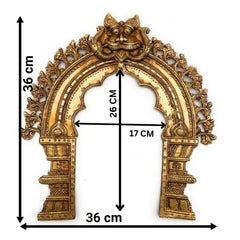 Brass Prabhavali Arch Wall Hanging for Temple & Home Decor, Traditional Prabhawali Frame for Deity, Gold Finish, Gold, 14.5 Inch, 1 Piece