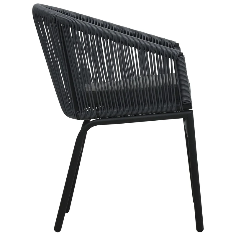 Nitra Outdoor Patio Seating Set 2 Chairs and 1 Table Set (Black)