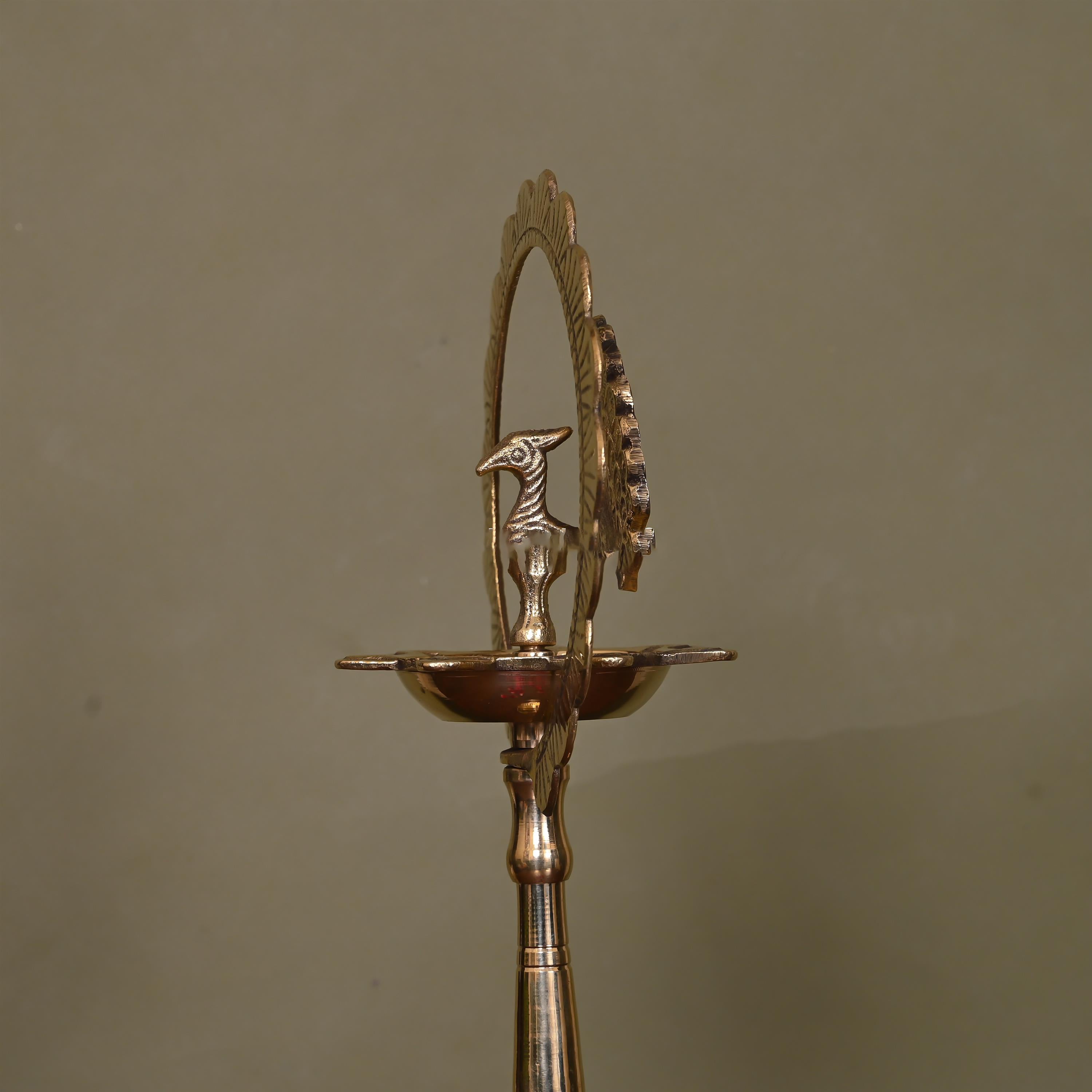 Brass Traditional Peacock Samai/Diya (24 Inch)