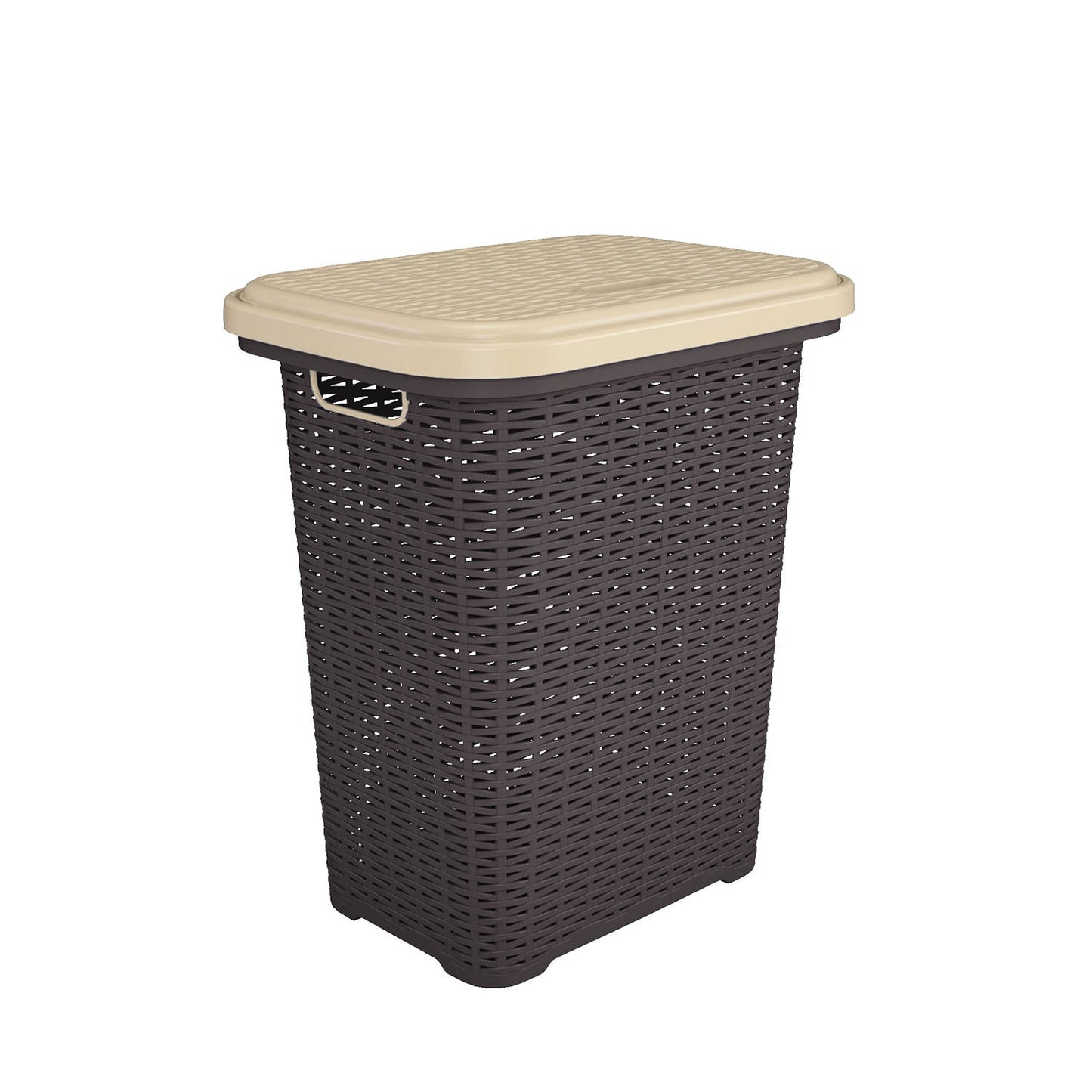 Nilkamal Elegance Laundry Basket 50 Litre with Lid (Season Rust Brown & Marble Beige)