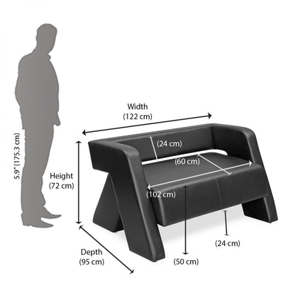 Nilkamal Bradd 2 Seater Sofa (Black)