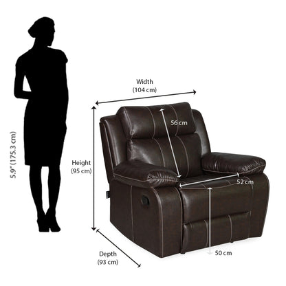 Nilkamal Commander 1 Seater PVC Recliner Sofa (Brown)