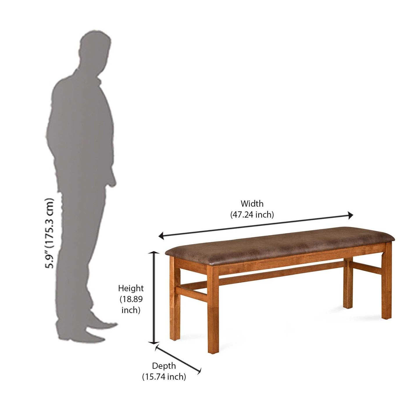 Nilkamal Leaf Multi Use Long Sitting Bench for Living Room | Dining Room (Walnut)