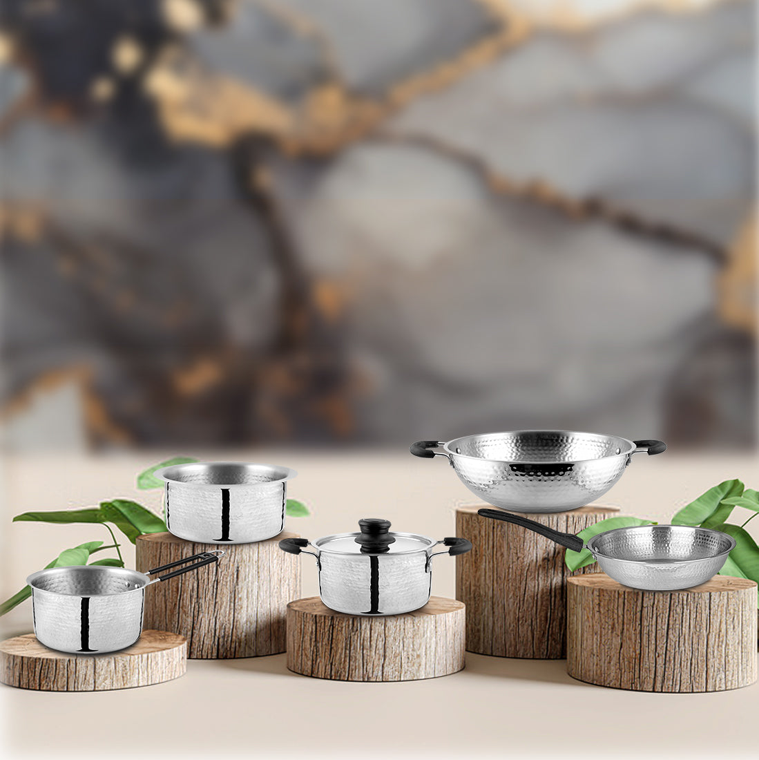 Stainless Steel 5 PCS Light Weight Hammered Cookware Set – Velan Store