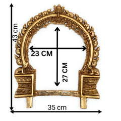 Bhunes Hand-Carved Brass Prabhavali Arch Frame for Ganesha – Large Wall Hanging Prabhawali | Decorative Temple Backdrop for Pooja, Mandir & Home Decor, Gold, 17 Inch, 1 Piece