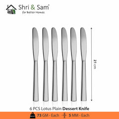 Stainless Steel 24 PCS Cutlery Set (6 Pcs Tea Spoon, 6 Pcs Dessert Spoon, 6 Pcs Dessert Fork and 6 Pcs Dessert Knife) with Leather Box Lotus Plain