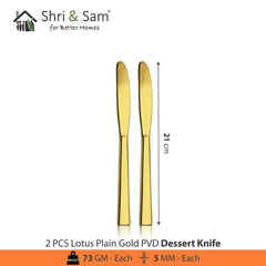 Stainless Steel Cutlery with Gold PVD Coating Lotus Plain