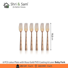 Stainless Steel Cutlery with Rose Gold PVD Coating & Laser Lotus Plain