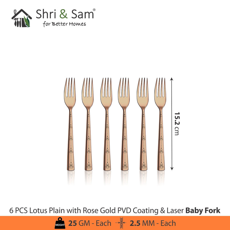 Stainless Steel Cutlery with Rose Gold PVD Coating & Laser Lotus Plain