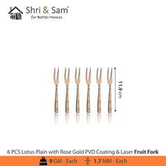Stainless Steel Cutlery with Rose Gold PVD Coating & Laser Lotus Plain