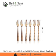 Stainless Steel Cutlery with Rose Gold PVD Coating & Laser Lotus Plain