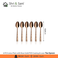 Stainless Steel Cutlery with Rose Gold PVD Coating & Laser Lotus Plain