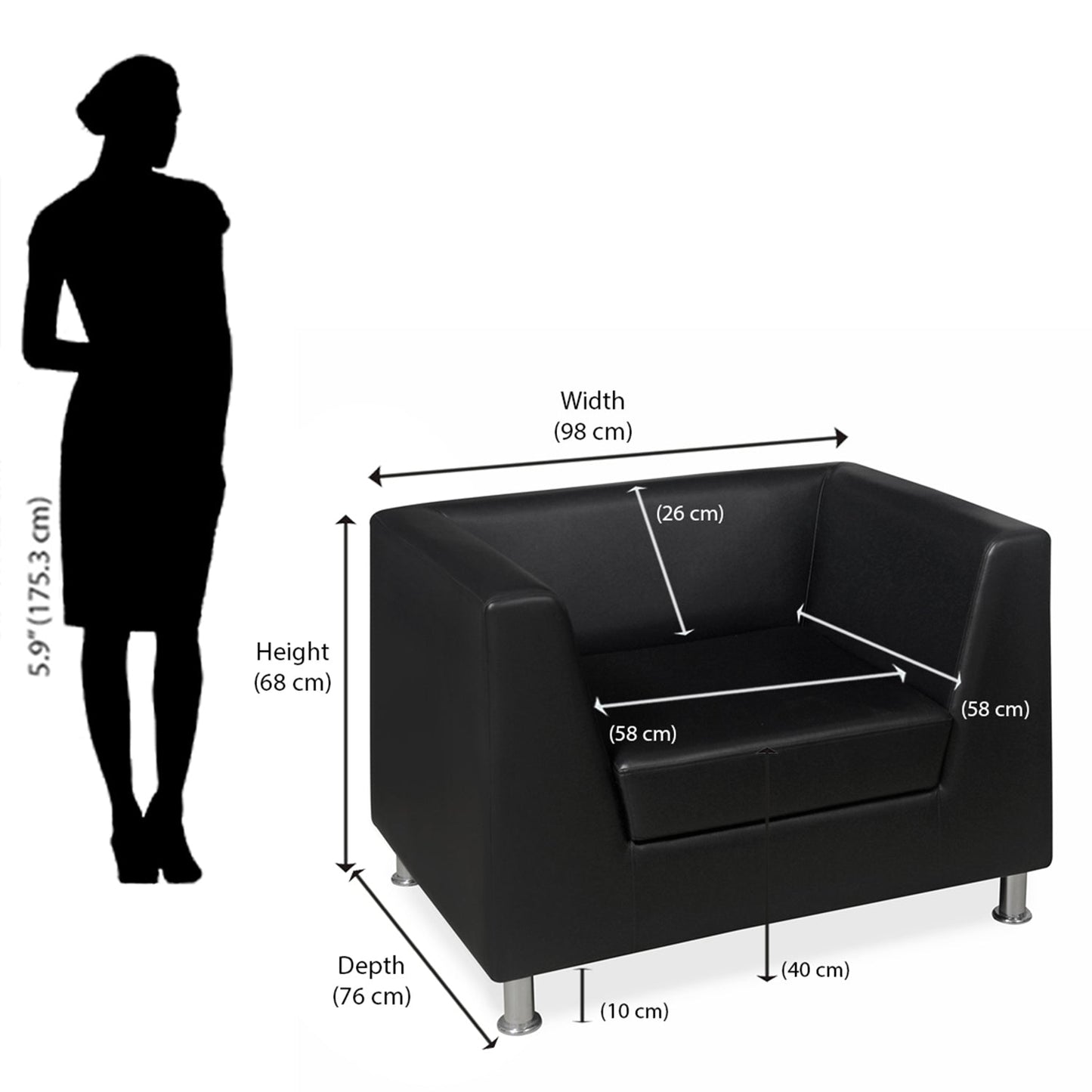 Nilkamal Russo 1 Seater Sofa (Cola Black)